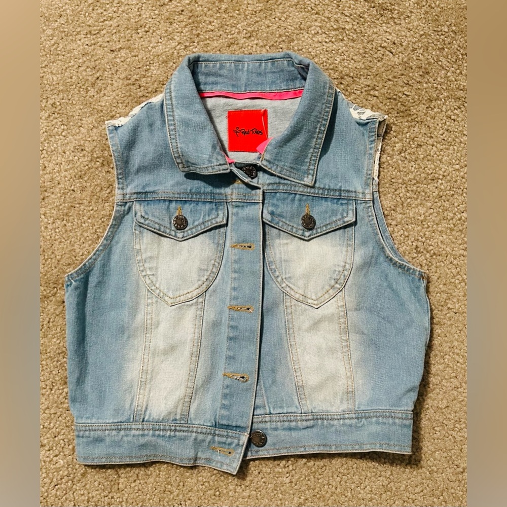 NWT Blue Jean Vest with Lace